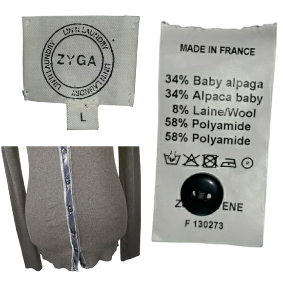 LIN'N LAUNDRY Slim Ribbed Knit Alpaca Blend Cardigan L Gray NWOT - Picture 5 of 5